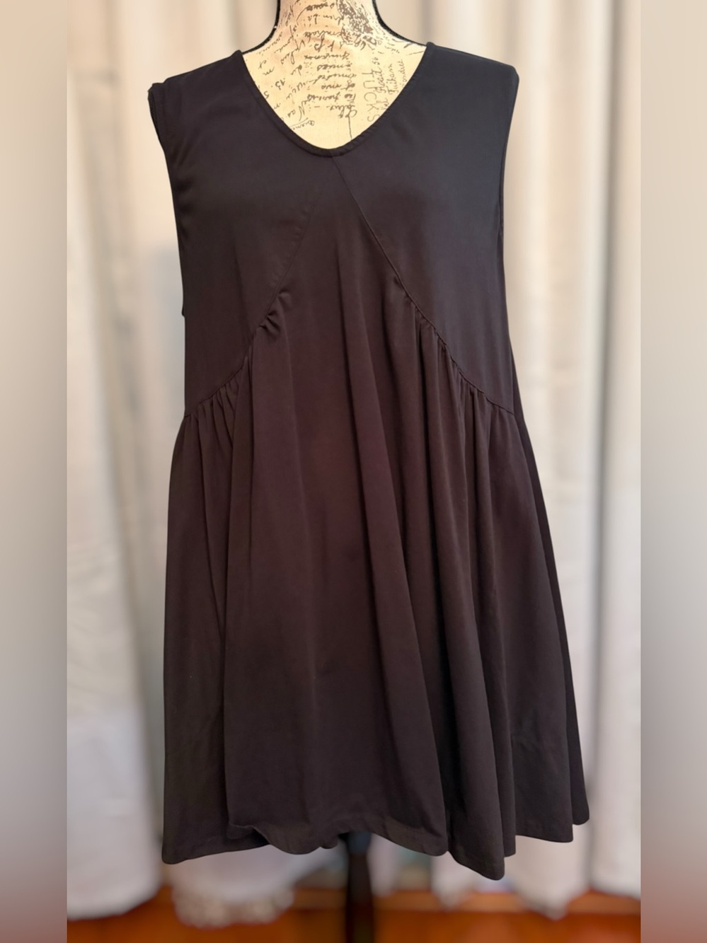 Black V-Neck Sleeveless Babydoll Flowy Mini Sundress